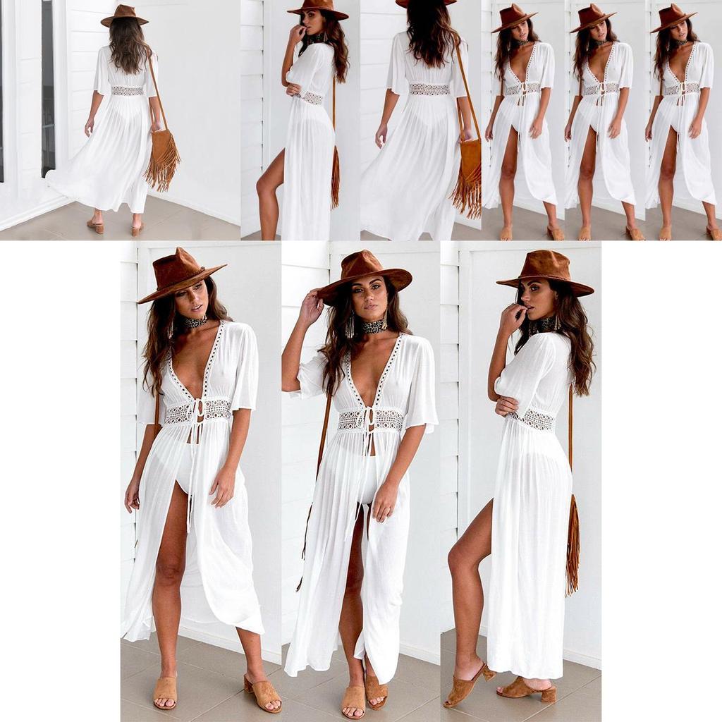 Schickes Damen Spitzen-Häkel-Strandkaftan-Kleid für mühelosen Sommerstil