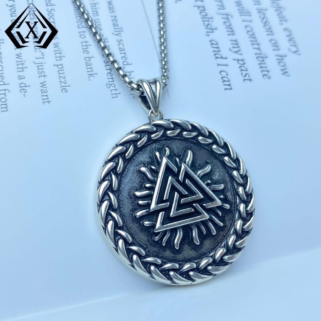 Xiweier Nordic Viking Odin Triangle Necklace - Copper Retro Fashion Trend