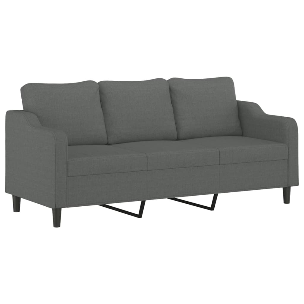 Vidaxl 3-Seater Sofa with Footstool, Dark Grey, 180 Cm, Fabric