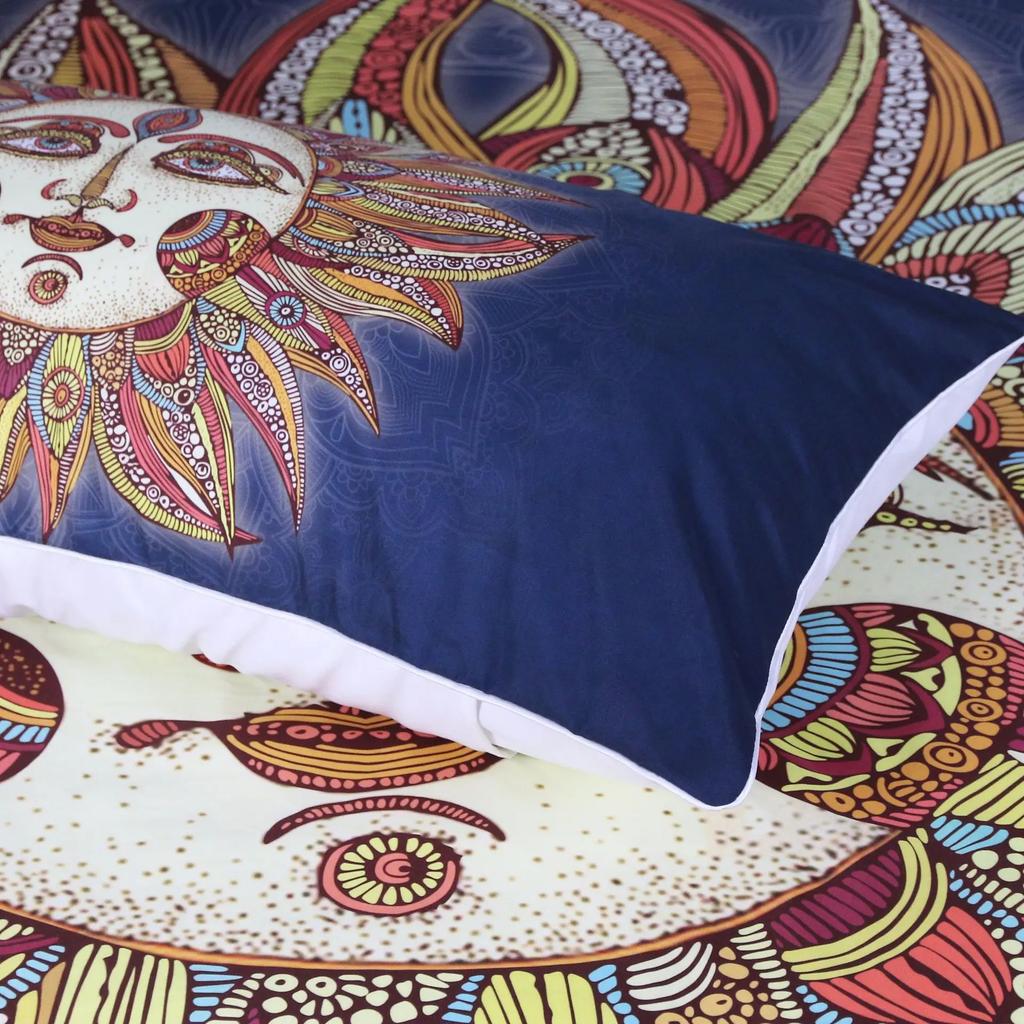 Boho Cosmic Soft Duvet Cover Set Quen Sized Dimensions Bohemian Beding Premium Golden Sun Warm Comforter Cover featuring Pilow Shams Celestial Ultra