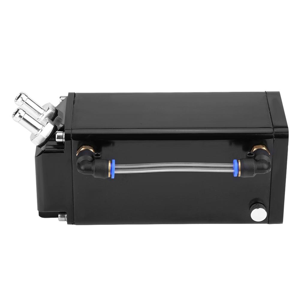 Square Style Billet Aluminum Engine Oil Catch Reservoir Breather Tank Can Kit Black