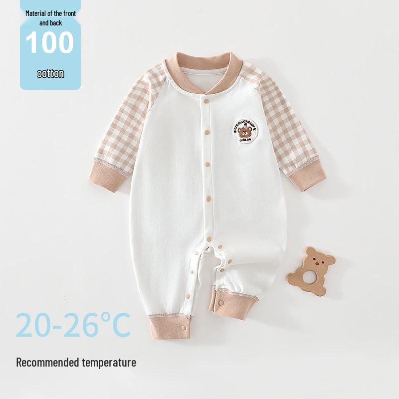Four Seasons Birthday Bear Newborn Bodysuit - Pure Cotton Baby Belly Protection Romper Jumpsuit
