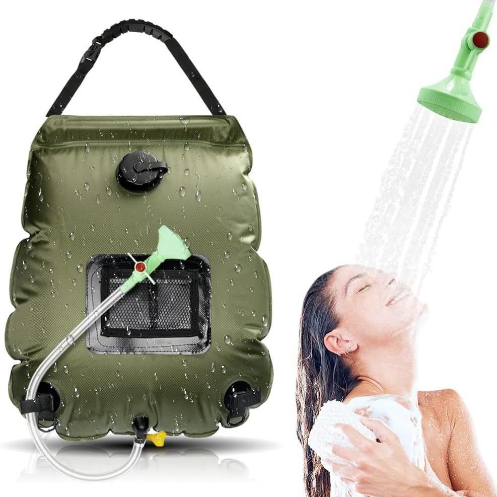 Outdoor Portable Shower Bag 20L Solar Heated Camping Shower Bag Removable Bath Water Storage Bag