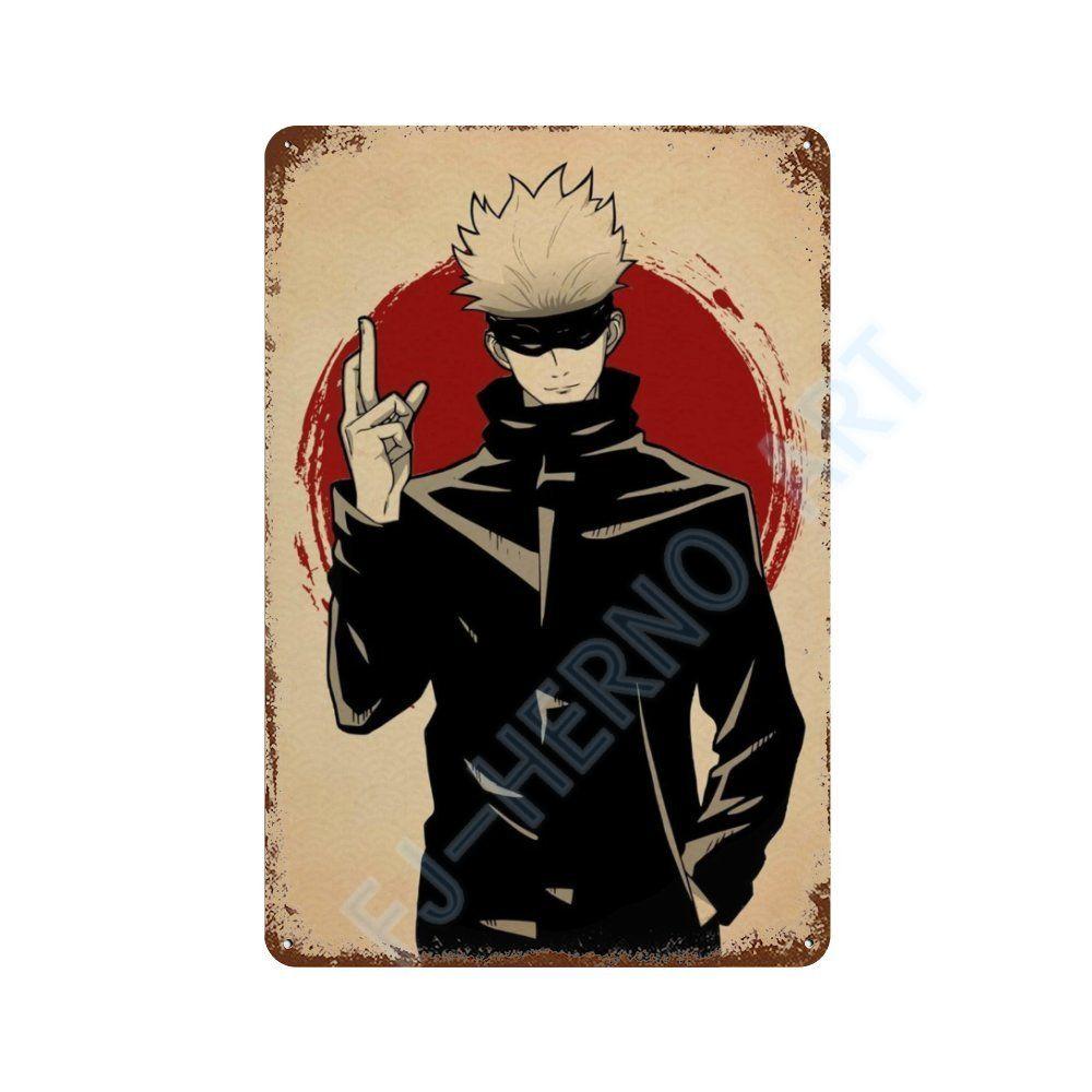 Japan Retro Anime Demon Slayer My Hero Academia Jujutsu Kaisen Metal Tin Sign Plaque Wall Art Home Kids Room Decorative Plates