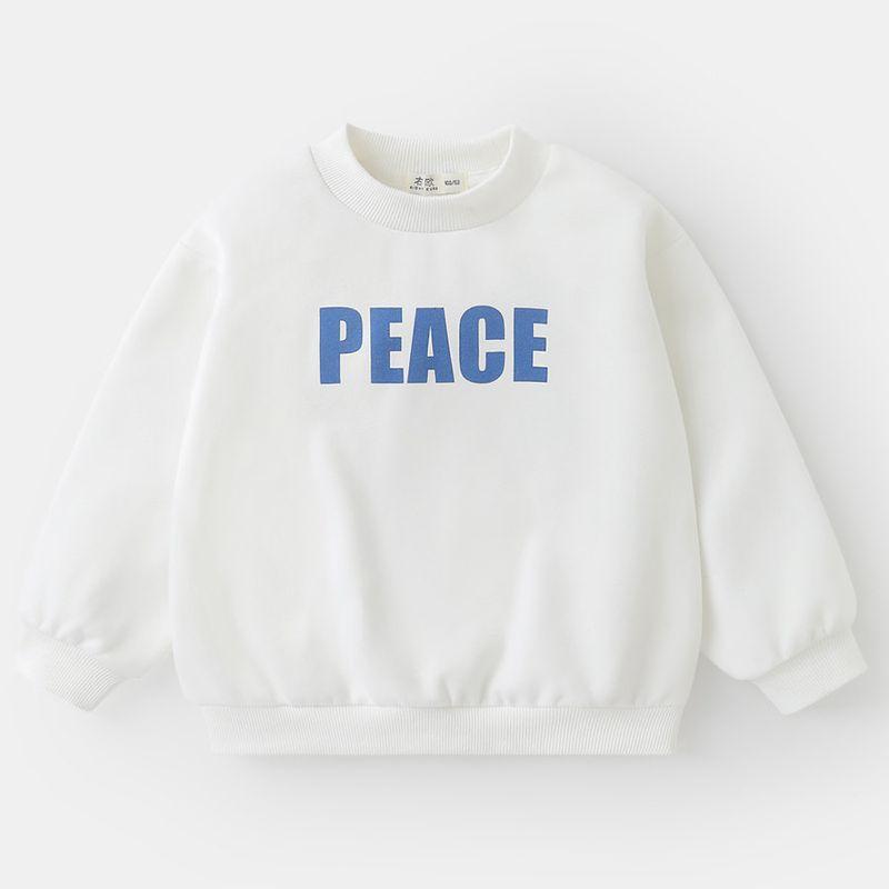 Right European Style Boys  Casual Crew Neck Sweatshirt, 2025 Spring New Model, Simple Style, Spring New Children s Clothing, Spring Trend raw white 110