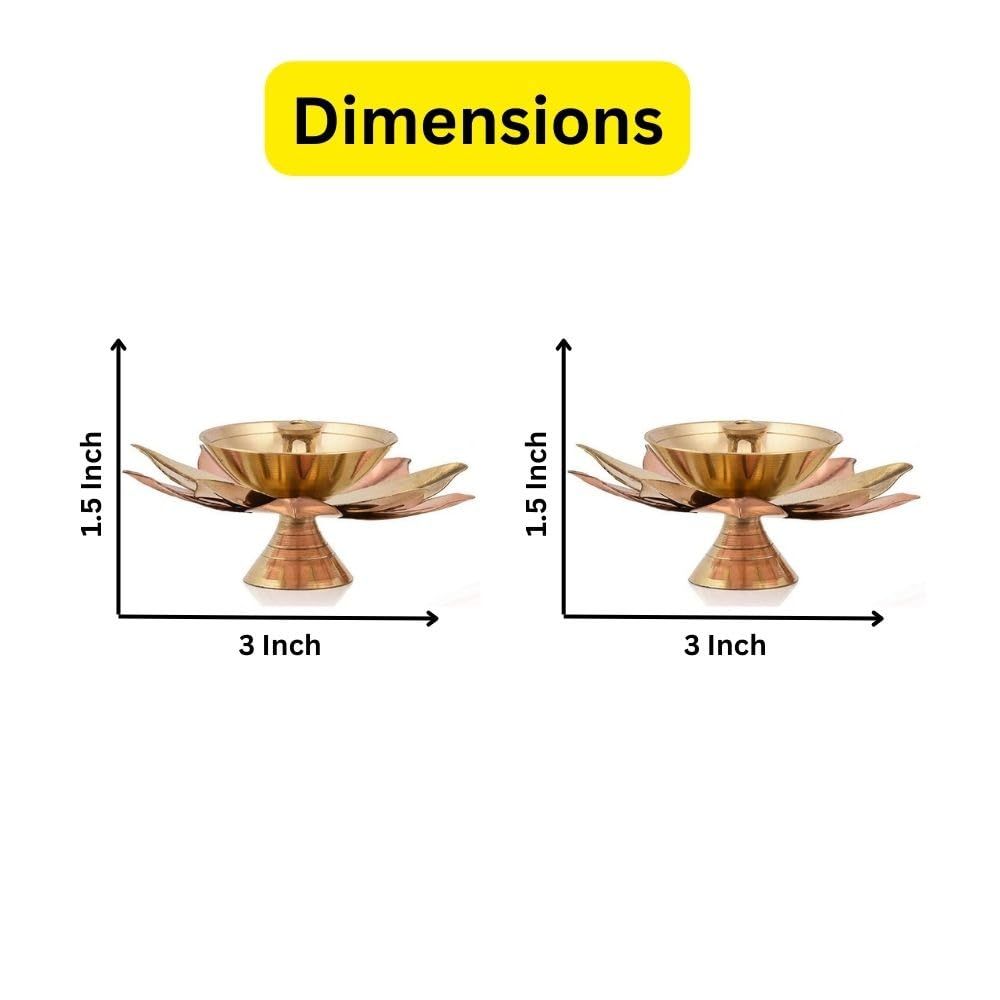 Set med 8 mässingsdiyas för puja oljelampa lotusform - Deepak för pooja diwalidekorationsartiklar - diwalipresent - returgåva