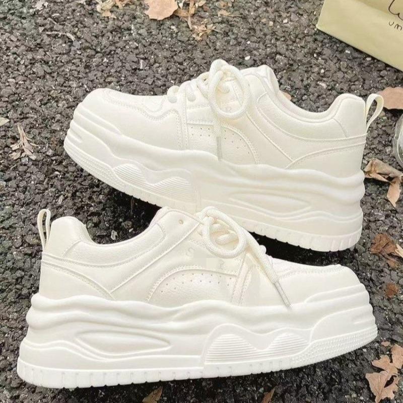 Thick-soled Little White Shoes Women's Autumn Niche Heightening Board Shoes Breathable and Versatile with Wide-leg Pants Casual Shoes