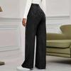 Women's High Waist Washed Women's Jeans Fashionable Versatile Straight Leg Pants