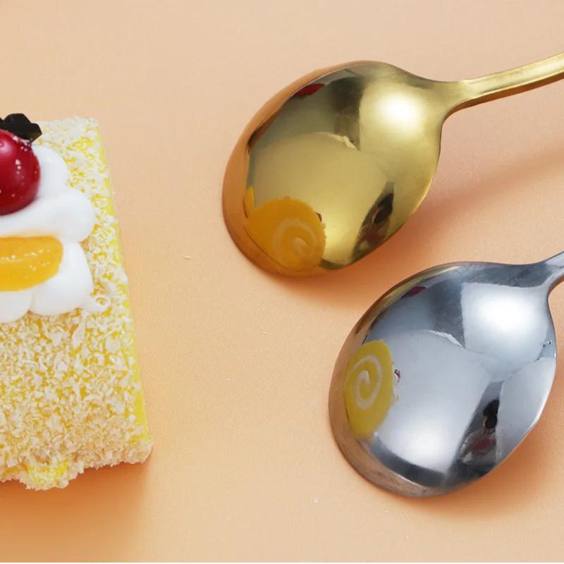 304 Stainless Steel  Spoon Coffee Spoon Round Head Spoon Dessert Mixing Spoons Kitchen Tableware Cutlery