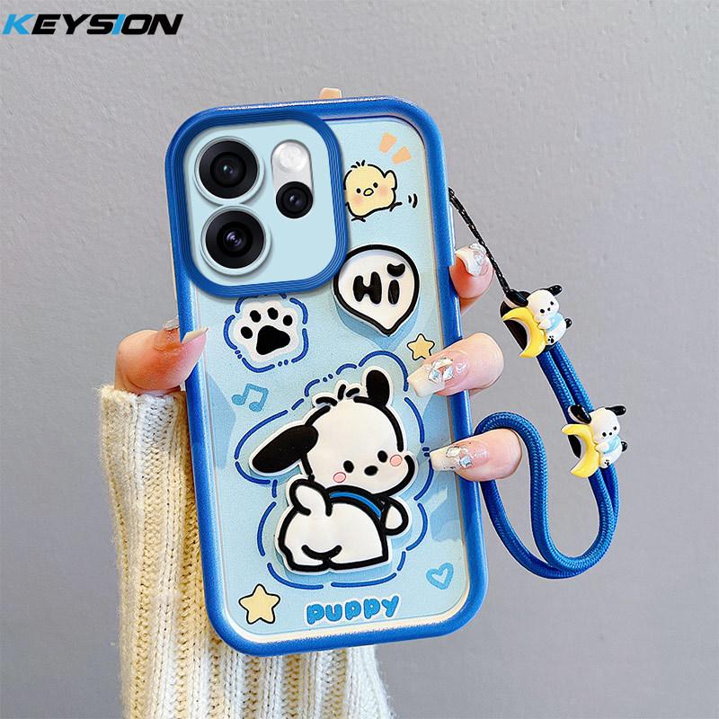 KEYSION Shockproof Case for OPPO Reno15 F 5G with Lanyard Soft Silicone Cute 3D Cartoon Doll Phone Back Cover for OPPO Reno 15F 5G