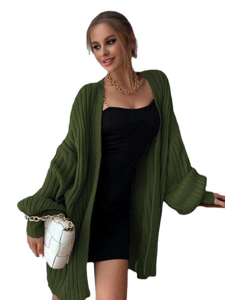 2025 Autumn/Winter Fashion Plus Size Batwing Sleeve Knitted Cardigan Sweater