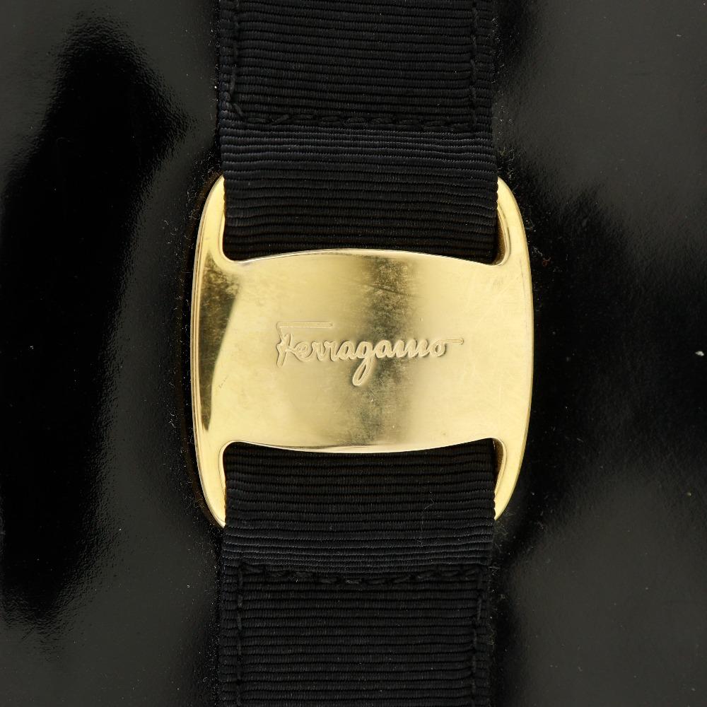 Salvatore Ferragamo Vala Shoulder Bag D213096 Black Enamel Women Used