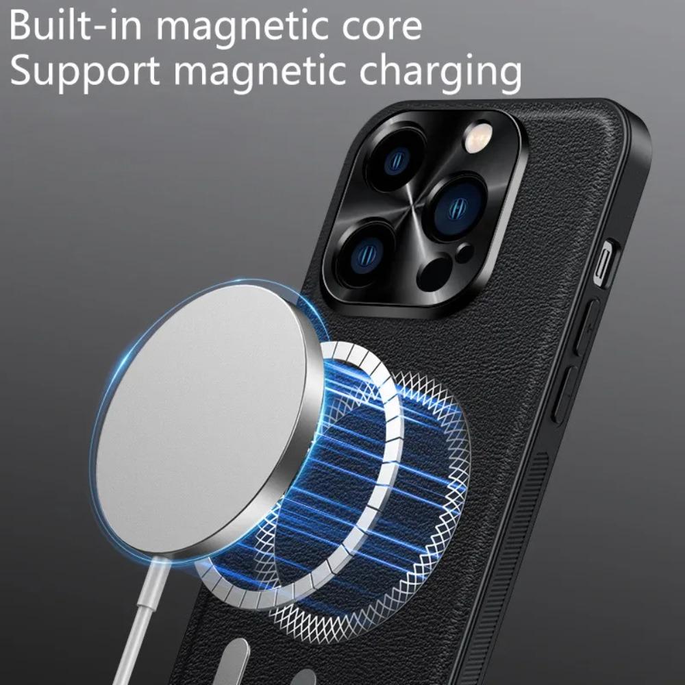 Retro Leather Magnetic Phone Case For iPhone 17 16 11 12 13 14 15 Pro Max Plus Business Camera Protection Shockproof Thin Cover
