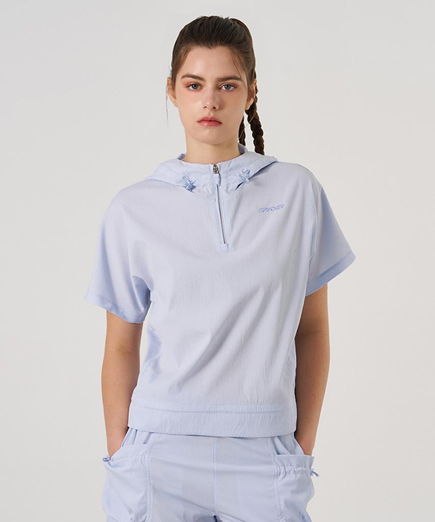 Women'S Airy Crinkle Half Zip T-Shirt Splmcnhd355Wllc