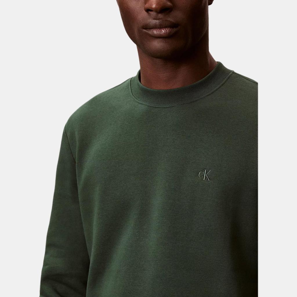 Calvin Klein Vintage Embroidered Letter Soft Comfortable Ribbed Knit Crew Neck Long Sleeve Sweatshirt Men sweatshirt 40QM430-LLG