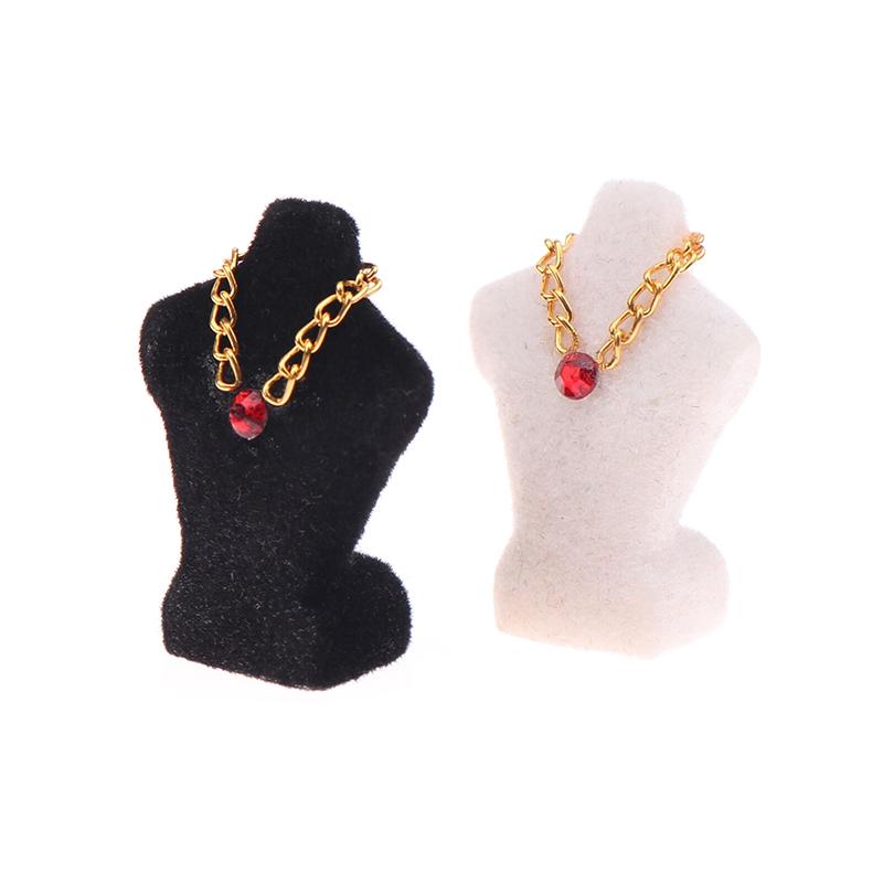 1/12 Dollhouse Necklace Display Stand With Necklace Dollhouse Jewelry Stand Dollhouse Accessories Micro Scene Photo Props