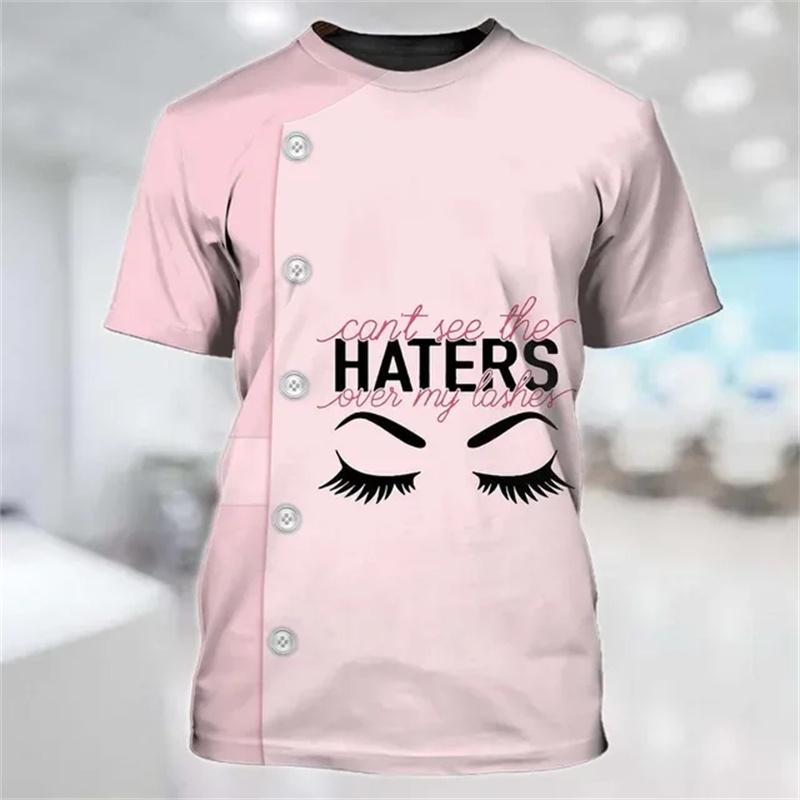 

Artist Lashes Pattern T-Shirt Women Eyelash Lovely 3D Printed Tees Summer Fashion Loose Short Sleeves O-Neck Tops 6XL