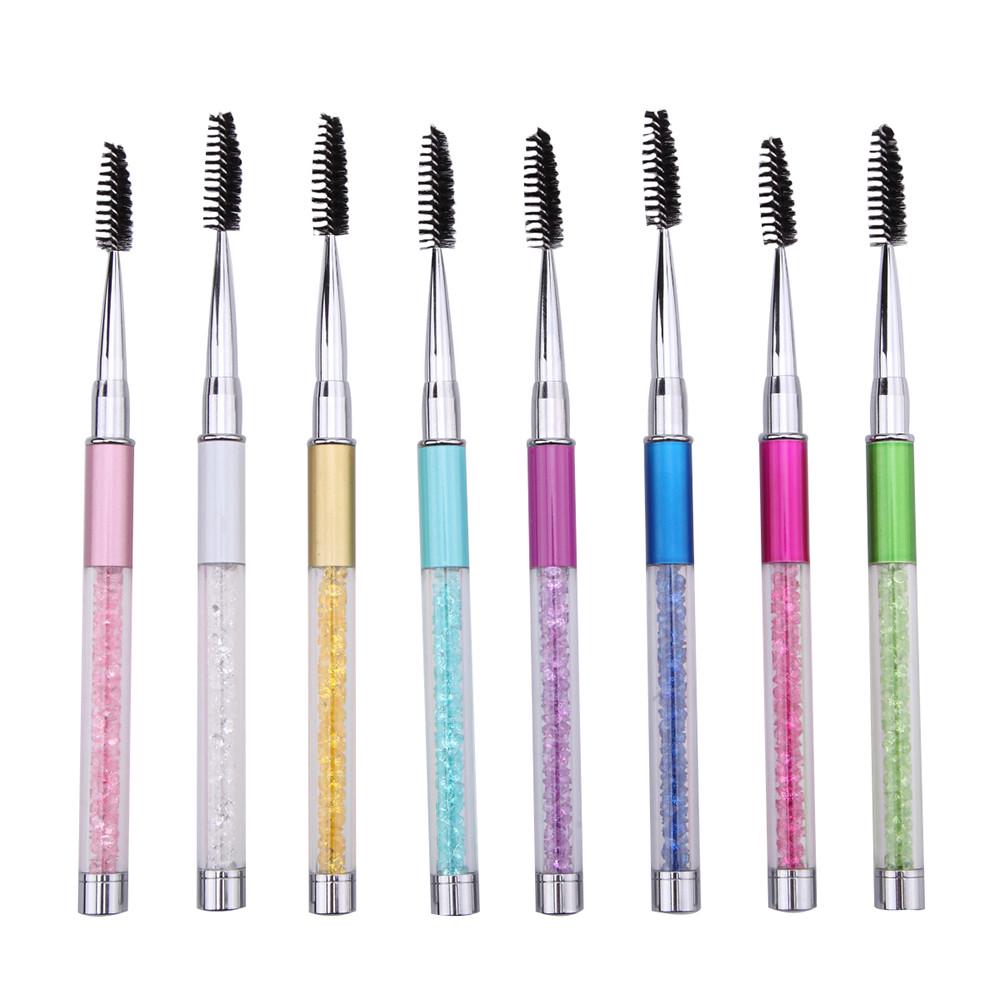 Set of 6 Spiral Eyelash Brushes with Rhinestone Handles and Protective Caps Reusable Eyelash Mascara Wands for Makeup Application and Eyebrow Grooming