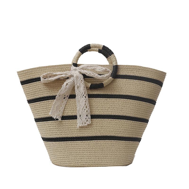 Stylish and simple woven striped contrasting silk scarf women s portable small square bag spring new women s bucket bag