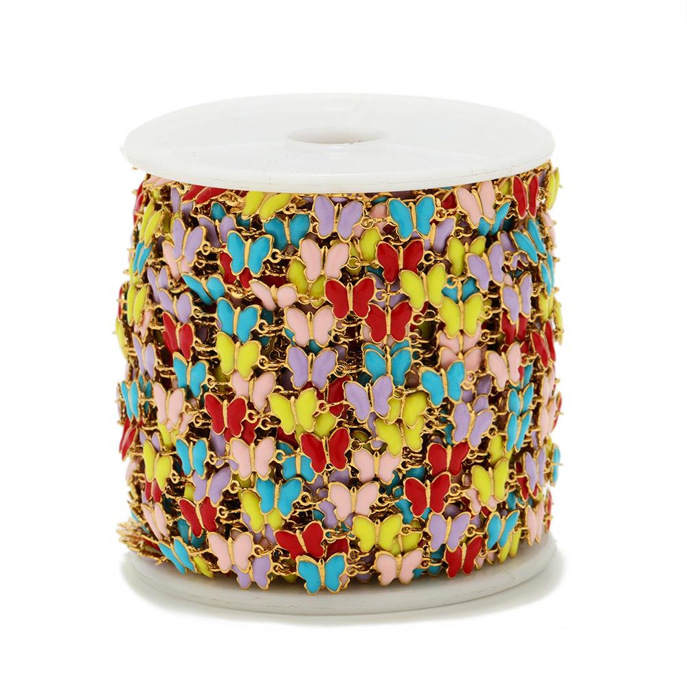 

Красочное ожерелье-бабочка и цепочка-браслет с капельной эмалью