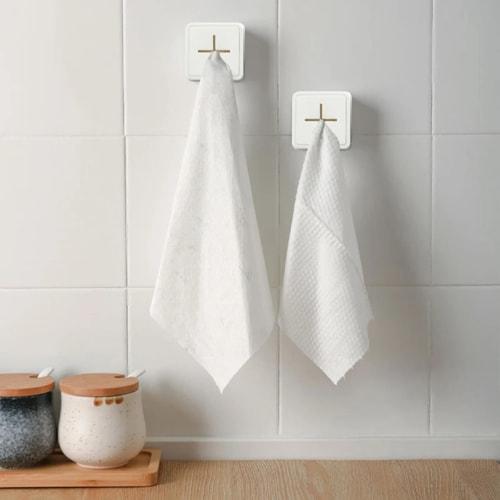 NOELAMOUR Wall-Mounted Towel Holder with 4 Hooks for Kitchen Towels (Black)