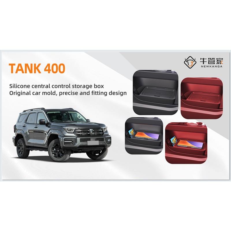 For TANK 400 2025 2026 Central Control Storage Box, Double Layer Waterproof Anti-Slip Car Organizer with Privacy Cover