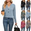 Women's Fashion Casual Solid Color Print Long Sleeve V Neck Blouses & Shirts