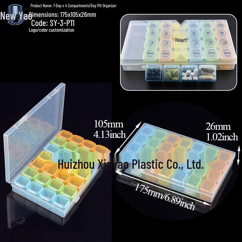 Seven-Day Pill Organizer: Morning, Noon, Night Portable Capsule Case with Large Capacity
