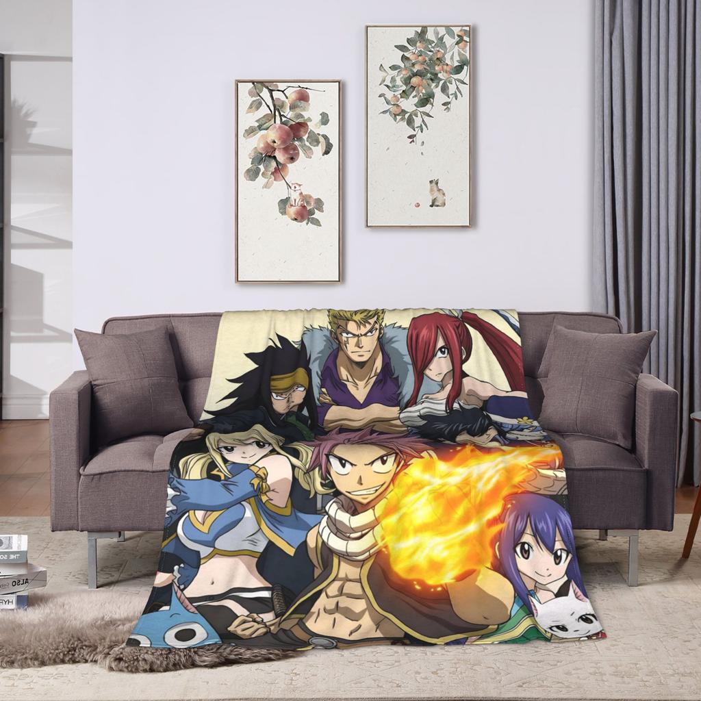 Fairy Tail Blankets Decorative Flannel Throw Blanket For Outdoor Warm Custom DIY Quality Bedspread Gift Idea
