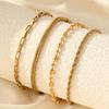 4pcs Stainless Steel Gold Bracelets for Women, Waterproof 18K Gold Plated Stackable Cuban Rope Chain Bracelet Dainty Bracelets