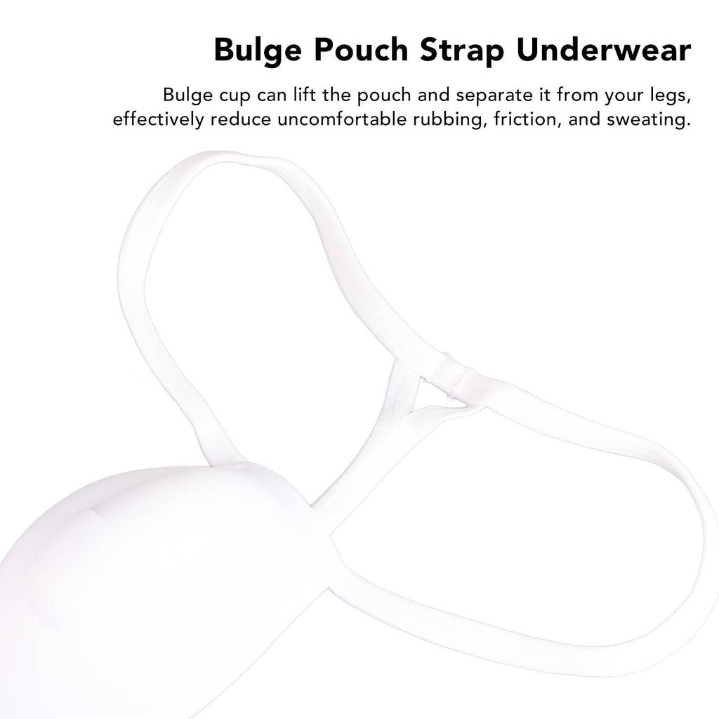 Men Bulge Cup Soft Polyester Cotton Stereo Shape Bulge Covering Up Underwear Cup with Strap White