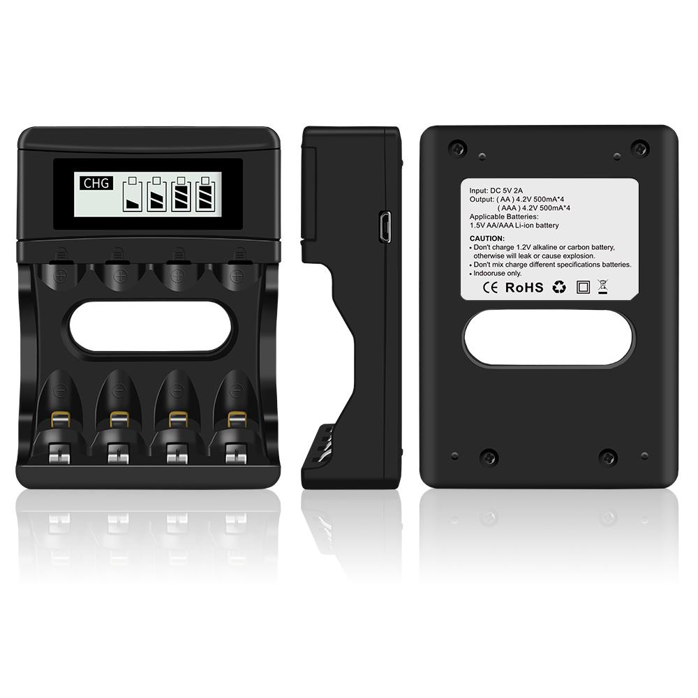 PALO 4-8 Slots 1.5V AA AAA Charger With LCD Display USB Charger for 1.5V AA AAA Rechargeable Lithium ion Battery Batteries NC560
