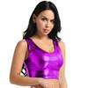 Crop top fără mâneci metalic strălucitor pentru damă, tricou pentru dans disco, bluză, vestă, îmbrăcăminte de club