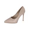 Nude high heels women's 2025 catwalk model simple patent leather waterproof table sexy temperament thin heels single shoes etiquette shoes