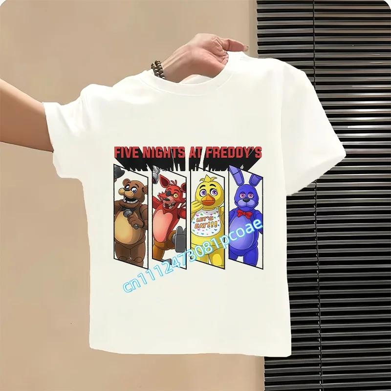 2026 T-shirt per Bambini Five Nights At Freddys Cartone Animato T-shirt Grafica FNAF Top Sportivi Casual per Bambini Maniche Corte Abbigliamento per Bambini