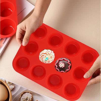 Silikon-Muffinblech 12 Mulden Cupcake-Form Antihaft-Silikon-Backformen zur Herstellung von Muffin-Kuchen, Cupcakes, Schokolade, Brot, Tarte