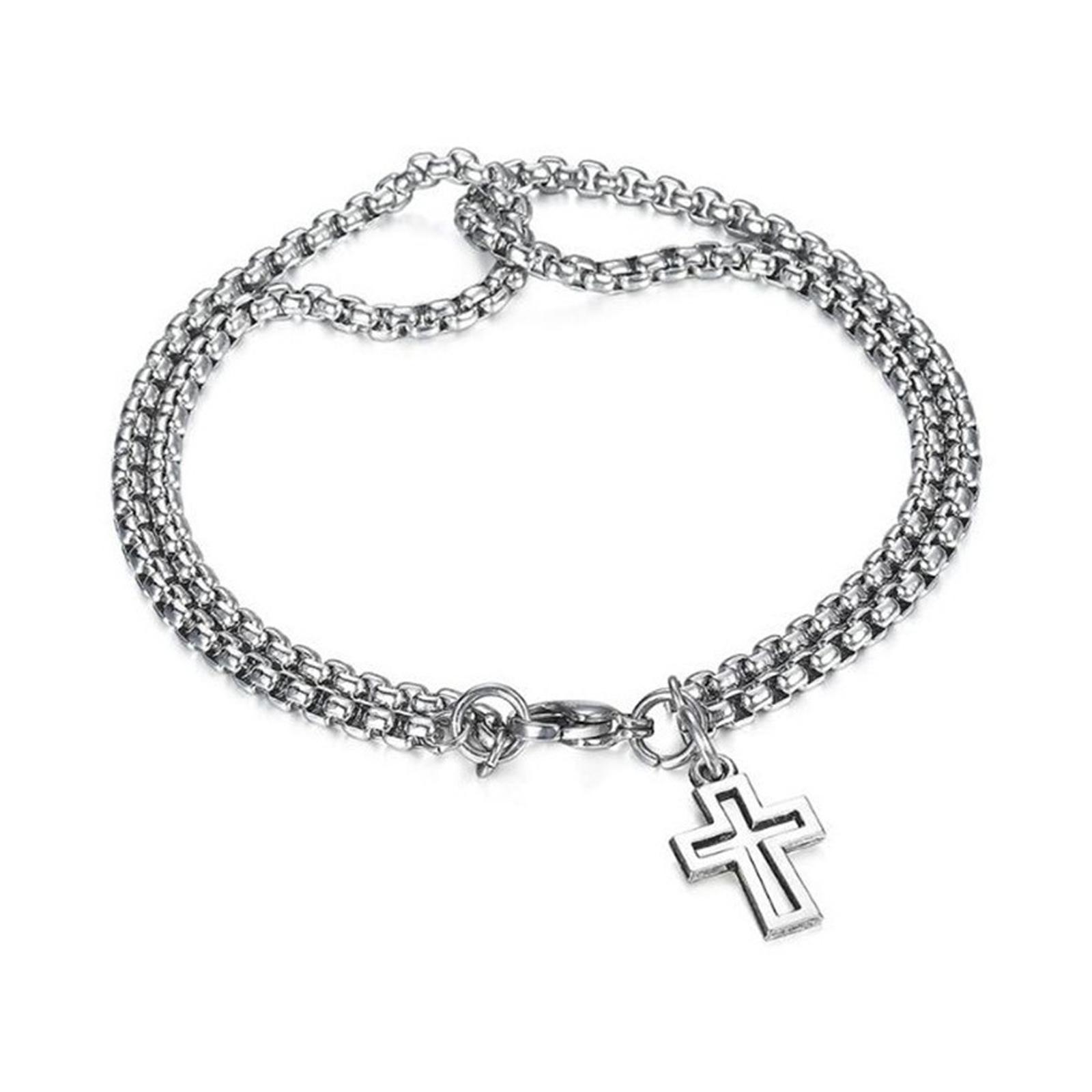 

Steel Alloy Bracelet Masculine Jewelry With Crosses Detail Daily Wear 1