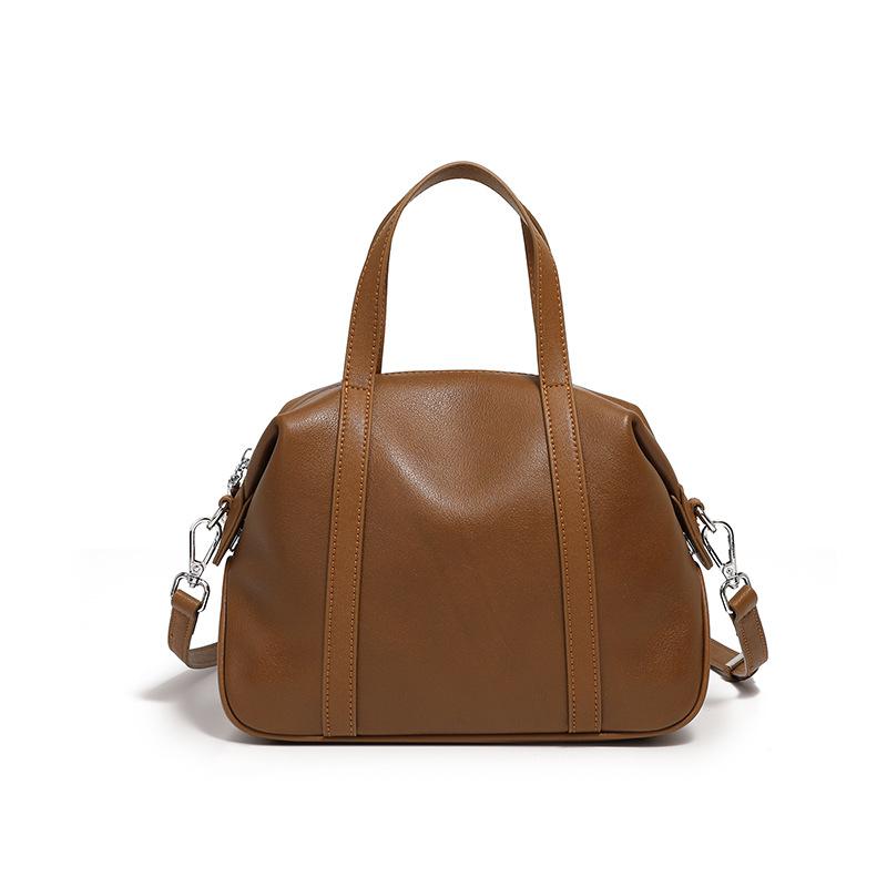 New Spring and Summer High End Niche Leather One Shoulder Boston Pillow Bag Handheld Crossbody Bag