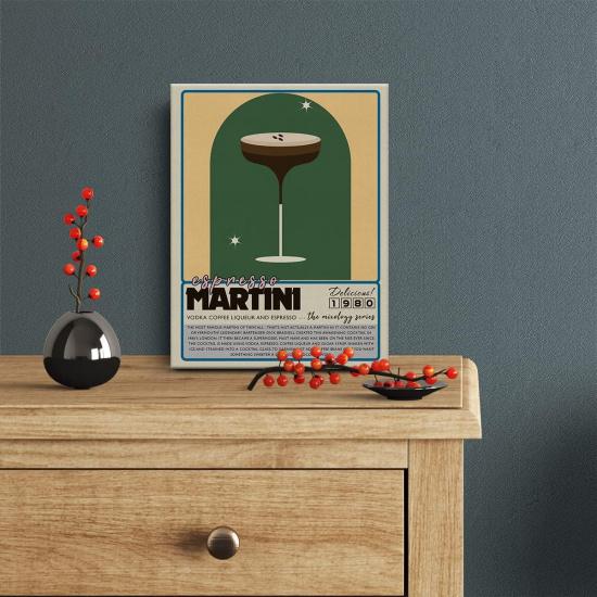 Funny Cocktail Canvas Print Decor Martini Espresso Art Wall Painting Posters 12”X15” Modern Home Kitchen Bar Decoration (Framed)