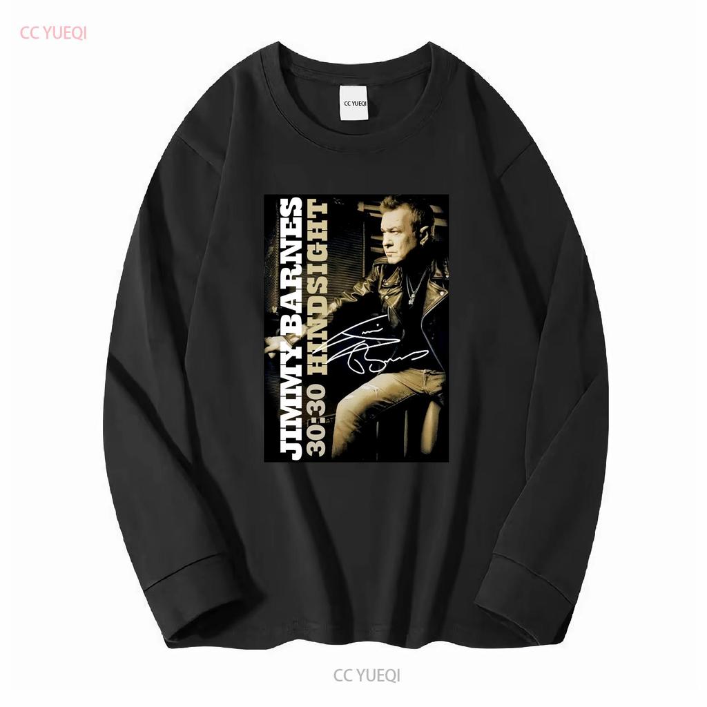 Retro Hindsight JIMMY BARNES T-shirt Svart S 5XL LE371 långa eller korta ärmar vintage Tvättad streetwear designkläder