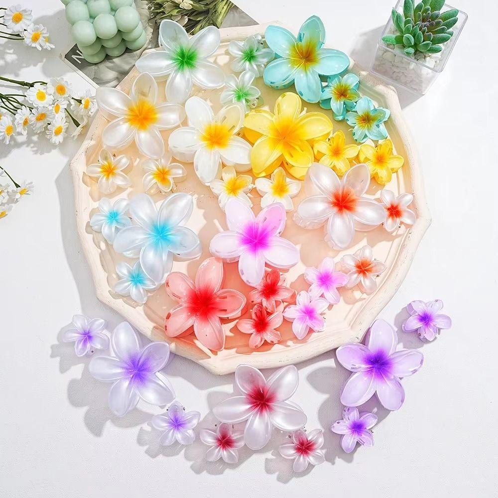 3Pcs/Set Hair Accessories Ponytail Clip Gradient Hairpin Plumeria Hawaiian Headwear Beach