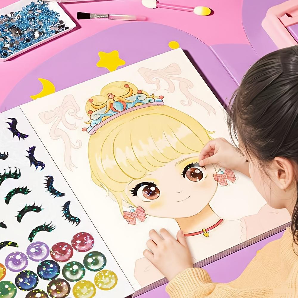 DO-IT-YOURSELF Face Sticker Book with Style Doll Design - Dress-Up Game Kit Includes Reusable Stickers Ideal for