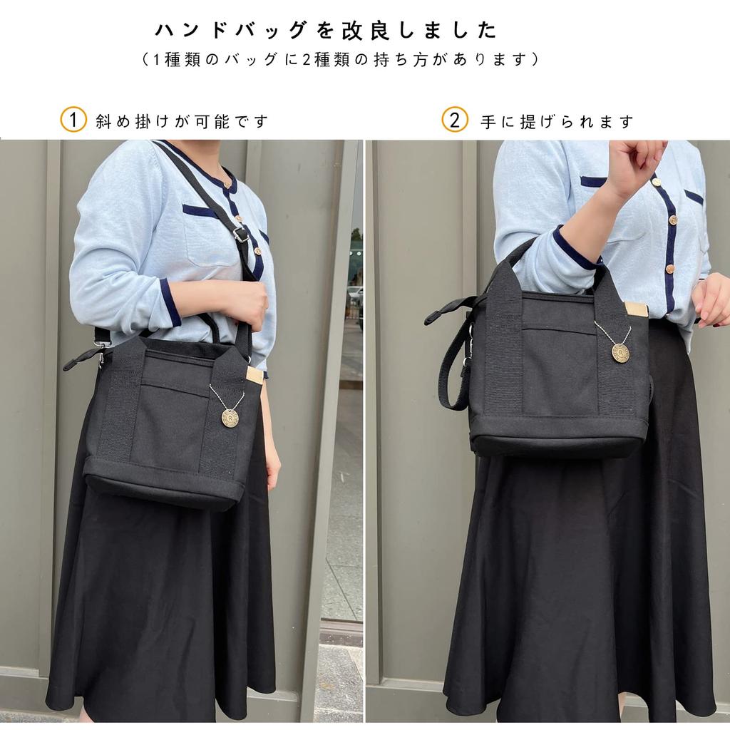 ROSE NOIRE Tote Bag with 6 Small Mini Tote Bag for Women with Shoulder Lightweight Canvas Shoulder Diaper Freestanding 2-Way (Ultra-Lightweight 450g)