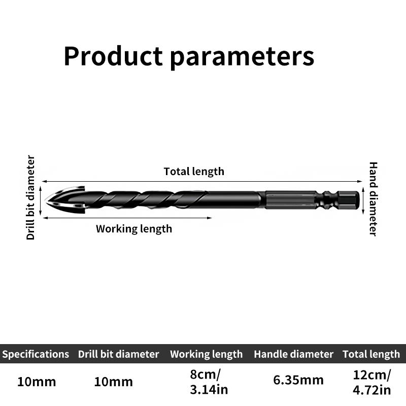3-12mm Cross Hex Tile Drill Bit For Glass Concrete Ceramic Tile Hole Opener, Tungsten Carbide Hard Alloy Bits Set Tool