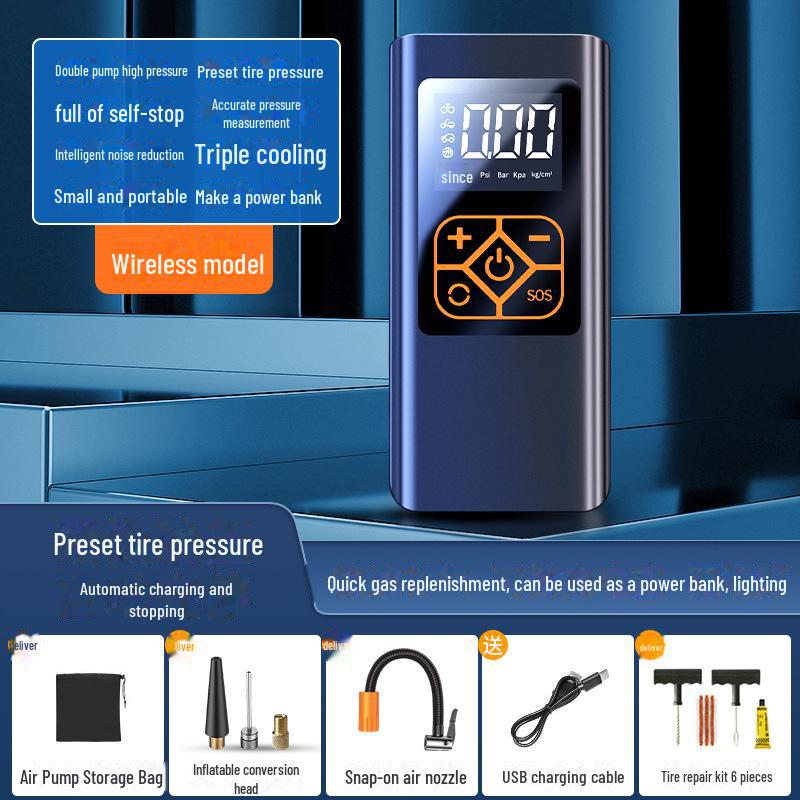 Wireless Portable Rechargeable Car Tire Air Pump with Digital Display