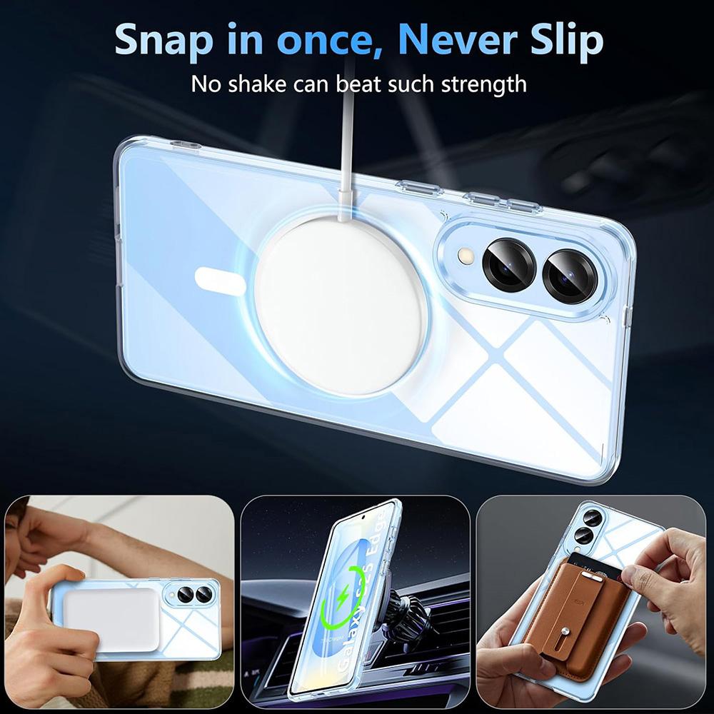 Strong Magnetic Magsafe Hybrid Case For Samsung Galaxy S25 Edge Ultra Plus Shockproof Hard Back Cover On S25Edge S25ultra S 25 +