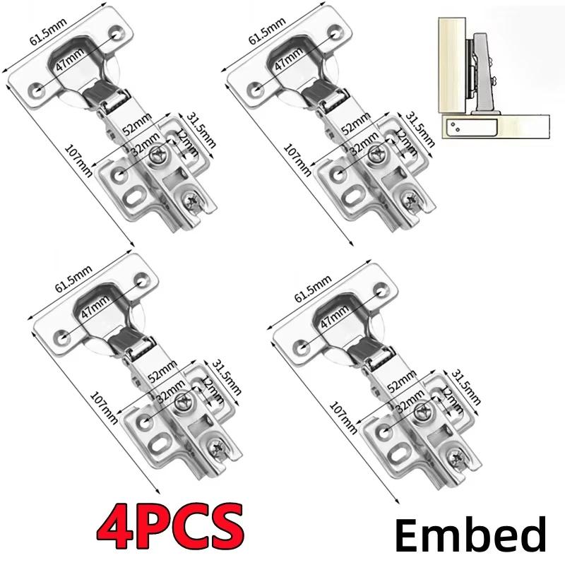 ZEXEF 1-4PCS Cabinet Hinges Stainless Steel Hydraulic Door Hinge Damper Buffer Soft Closing for Kitchen Cupboard Furniture