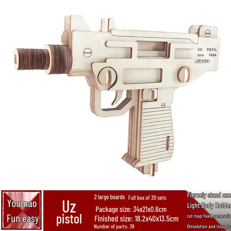 Handmade 3D Wooden Military Tank Model Puzzle for Children