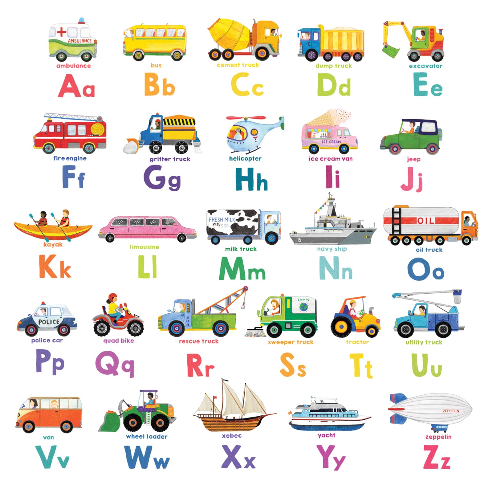 DECOWALL Transport Alphabet Wall Stickers Decorative Wall Art for DIY Wall Transfer Stickers for Bathroom Teen Room Decorative Living Kitchen