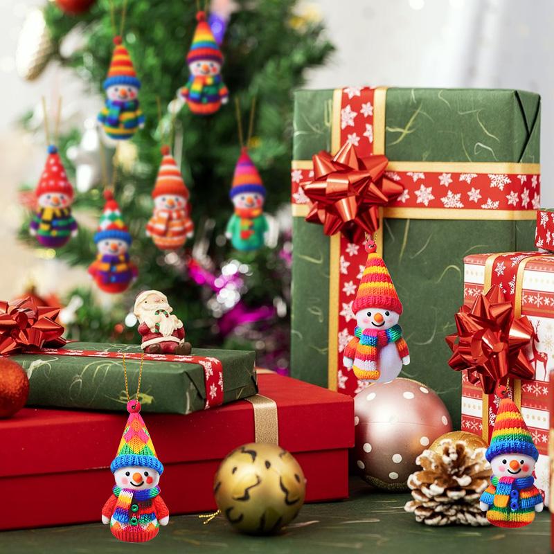 16pcs Cute Snowman Wooden Ornaments Christmas Tree Hanging Pendants For Xmas Party Home Wall Room Decoration 2026 New Year Gifts
